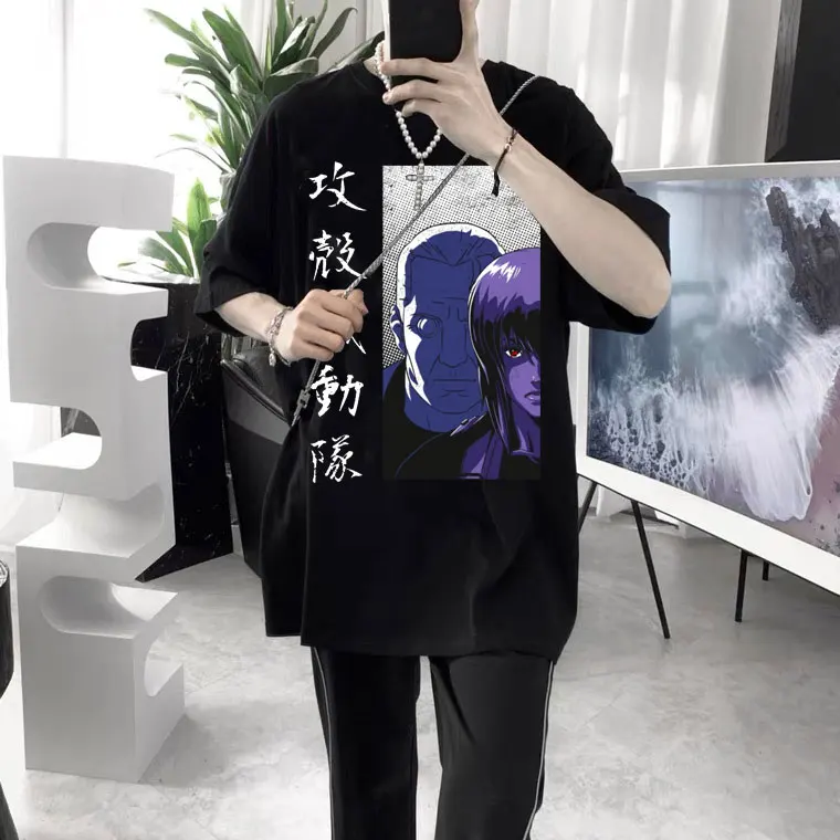 

Top Japanese Manga Ghost In The Shell Kusanagi Motoko Tshirt Men Women Oversized 100% Cotton T-shirt Anime Graphic Print T Shirt