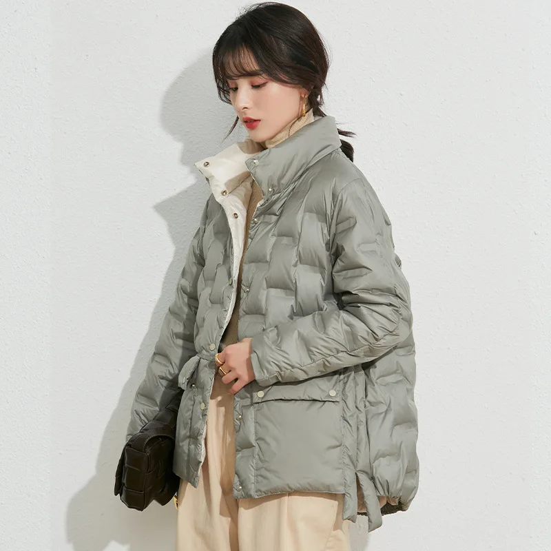 Lightweight Standing Neck Down Women Jacket   In Autumn And Winter Small Short White Duck Down Coat enlarge