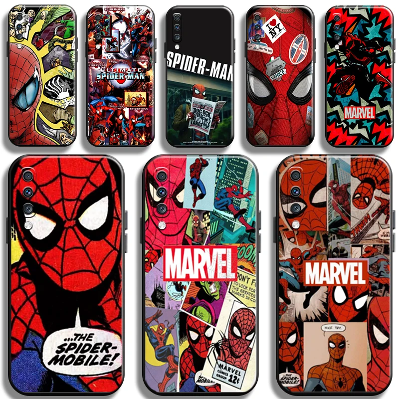 

Marvel Spiderman Comics For Samsung Galaxy A70 Phone Case Soft Black Cover Shell Shockproof Carcasa Back Liquid Silicon