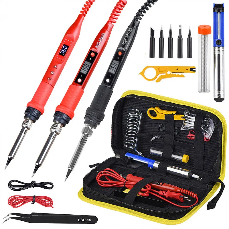 

80W Electric Soldering Iron LCD Digital Display Adjustable Temperature 220V110V Soldering Iron Kit Welding Repair Tools 908S