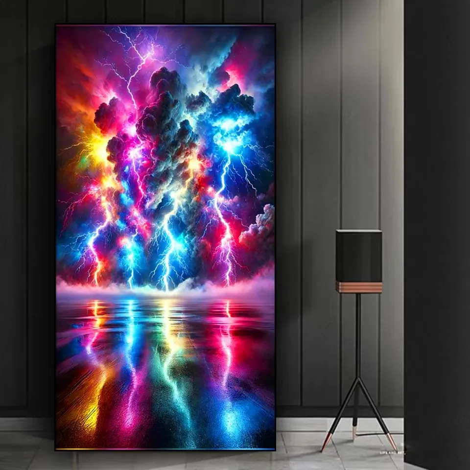 Удивительная абстрактная цветная алмазная живопись с молнией Набор для
