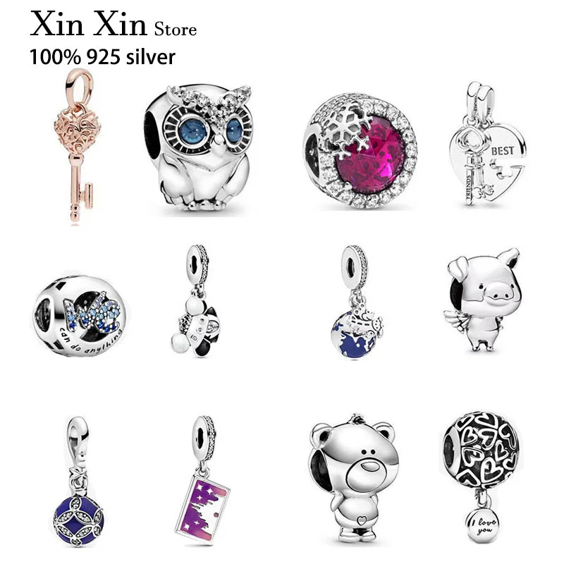 

Authentic 925 Sterling Silver Lovely Owl Castle Postcard Charm For Original Pandora Women's Bracelet Necklace