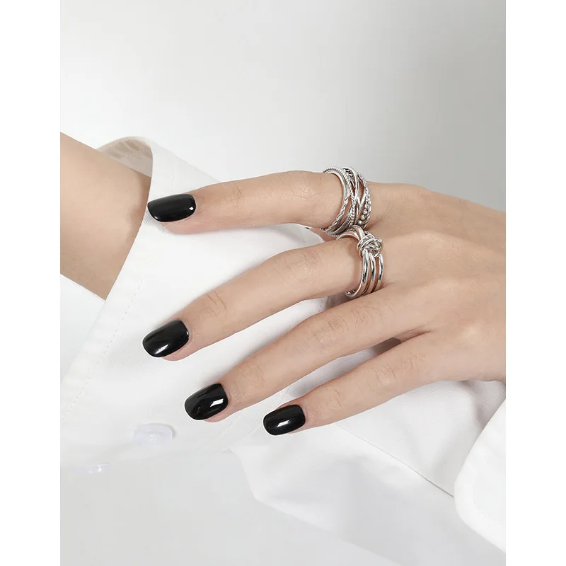 F.I.N.S простые Многослойные линии Галстук Узел S925 Стерлинговое Серебро Кольца