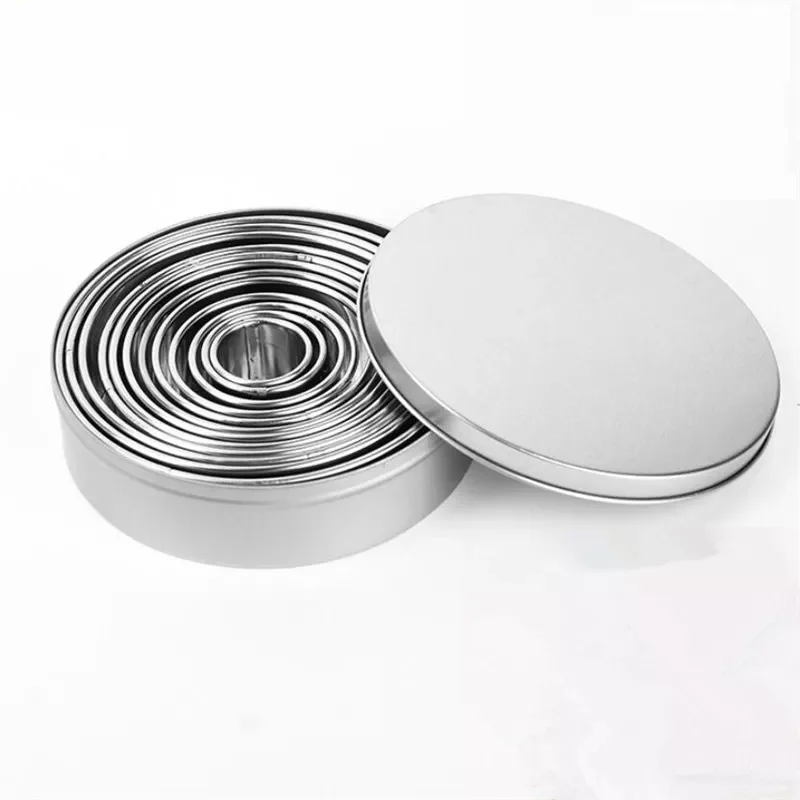 

2022New 11pcs/set Stainless Steel Round Cookie Biscuit Cutters Circle Pastry Cutters Metal Baking Circle Ring Molds for Fondant