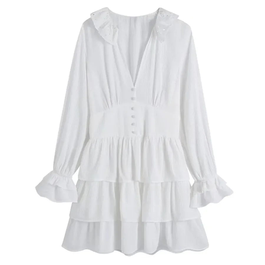 

Женское винтажное платье-мини с вышивкой, V-образным вырезом и высокой талией