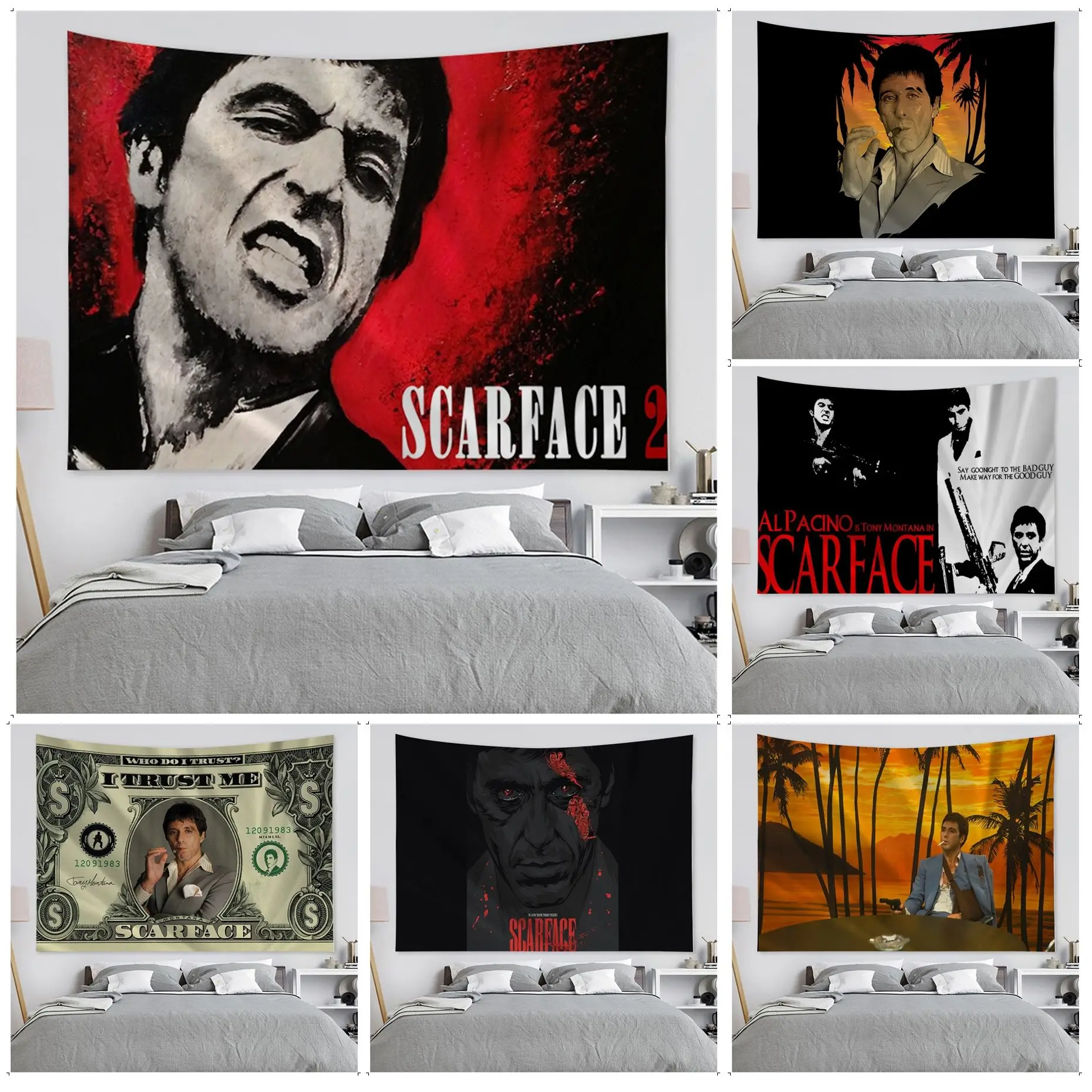 

Scarface Cartoon Tapestry Cheap Hippie Wall Hanging Bohemian Wall Tapestries Mandala Art Home Decor