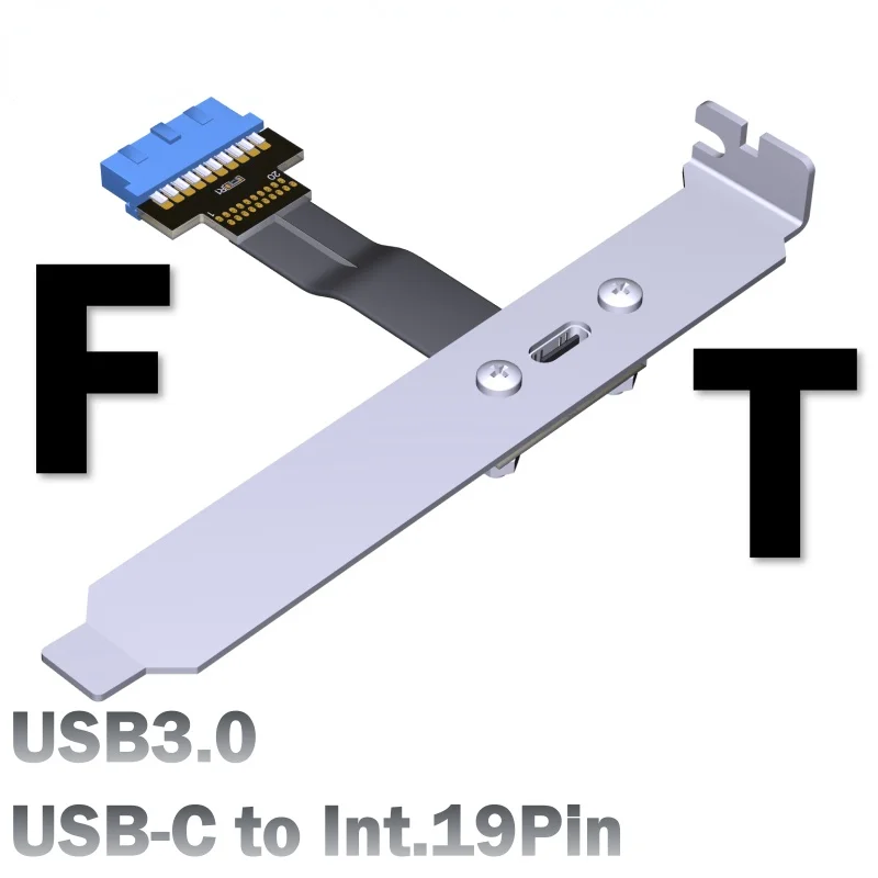 USB3.0 A Port Expansion Adapter Cable 19P/20P Dupont Cord Mother Board to Type-C Front ear with PCI Mounting Board