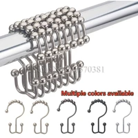 shower curtain hooks rings rust resistant metal double glide shower hooks for bathroom shower rods curtains set of 12