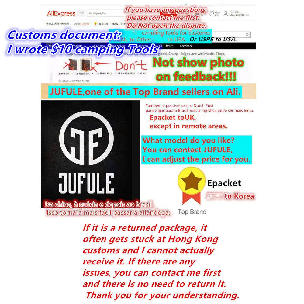 Стальная ручка JUFULE Shadow Flipper 8Cr15MoV