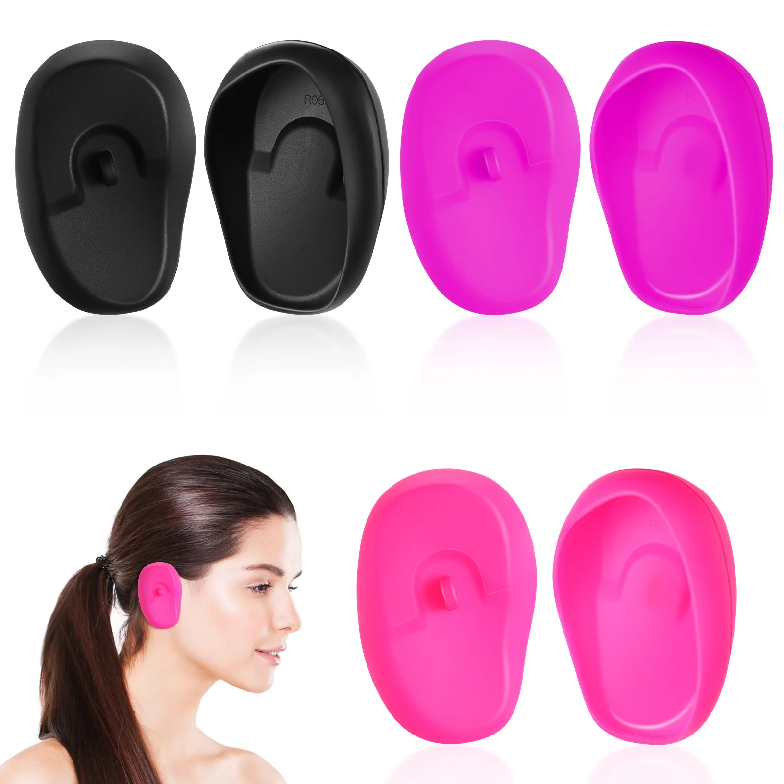 

3 Pairs Hair Dye Earmuff Shower Caps Earhook Covers Silicone Salon Supplies Barber Protectors