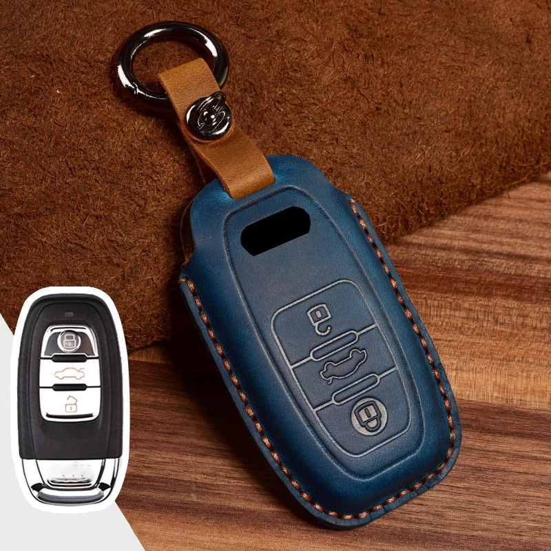 

Car Accessories AUTO Styling Leather Key Case for Audi A3 A4 A5 A6 Q3 Q5 Q6 Q7 C7 RS3 Car Holder Shell Remote Cover Protector