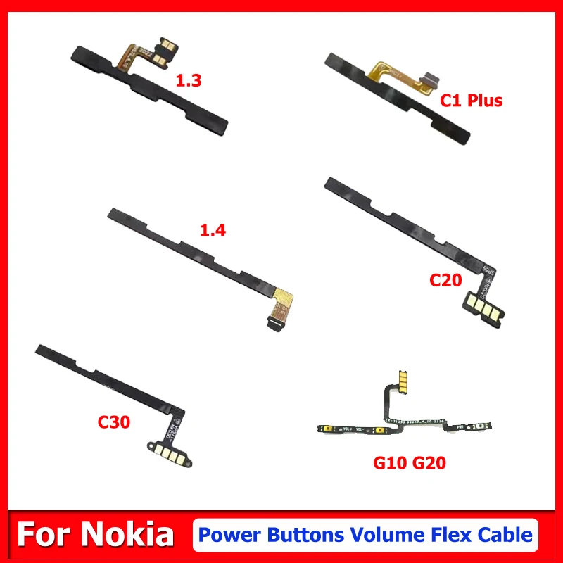 Volume Flex Cable For Nokia 1.3 C20 C30 C1 Plus 1.4 G10 G20 C1+ Power Switch Button Mute Side Key On Off Flexible Cable Parts