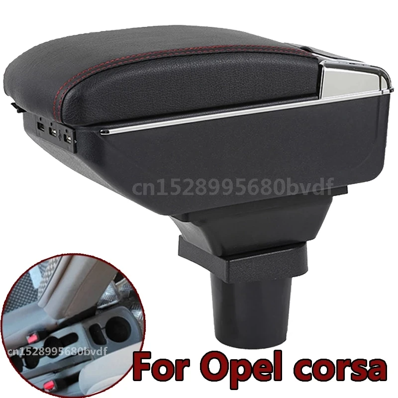 

For Opel corsa 2020 armrest box USB Charging heighten Double layer central Store content cup holder ashtray accessories