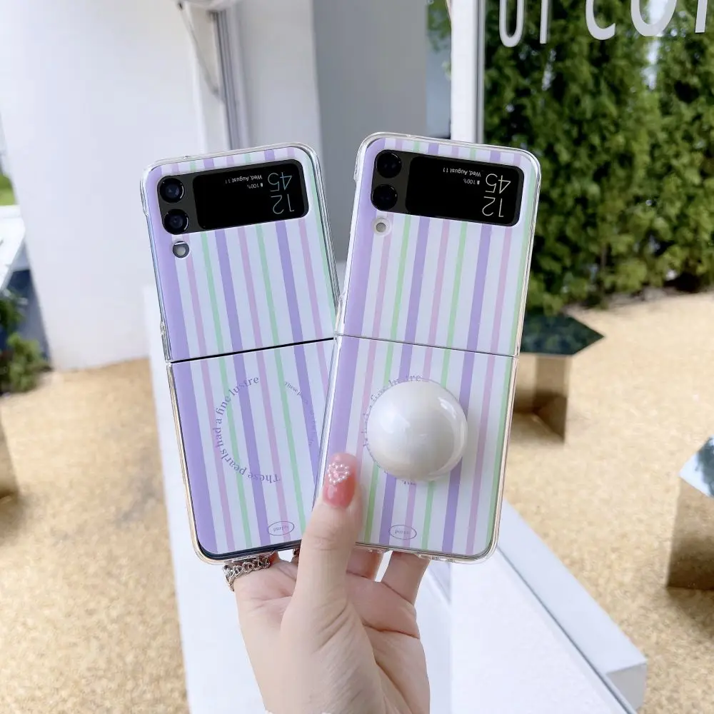 

For Samsung Galaxy Z Flip 4 Case Pearl Grip Bracket Aesthetic For Z Flip 3 Flip4 5G Flip 4 Flip3 Shockproof Hard Back Cover