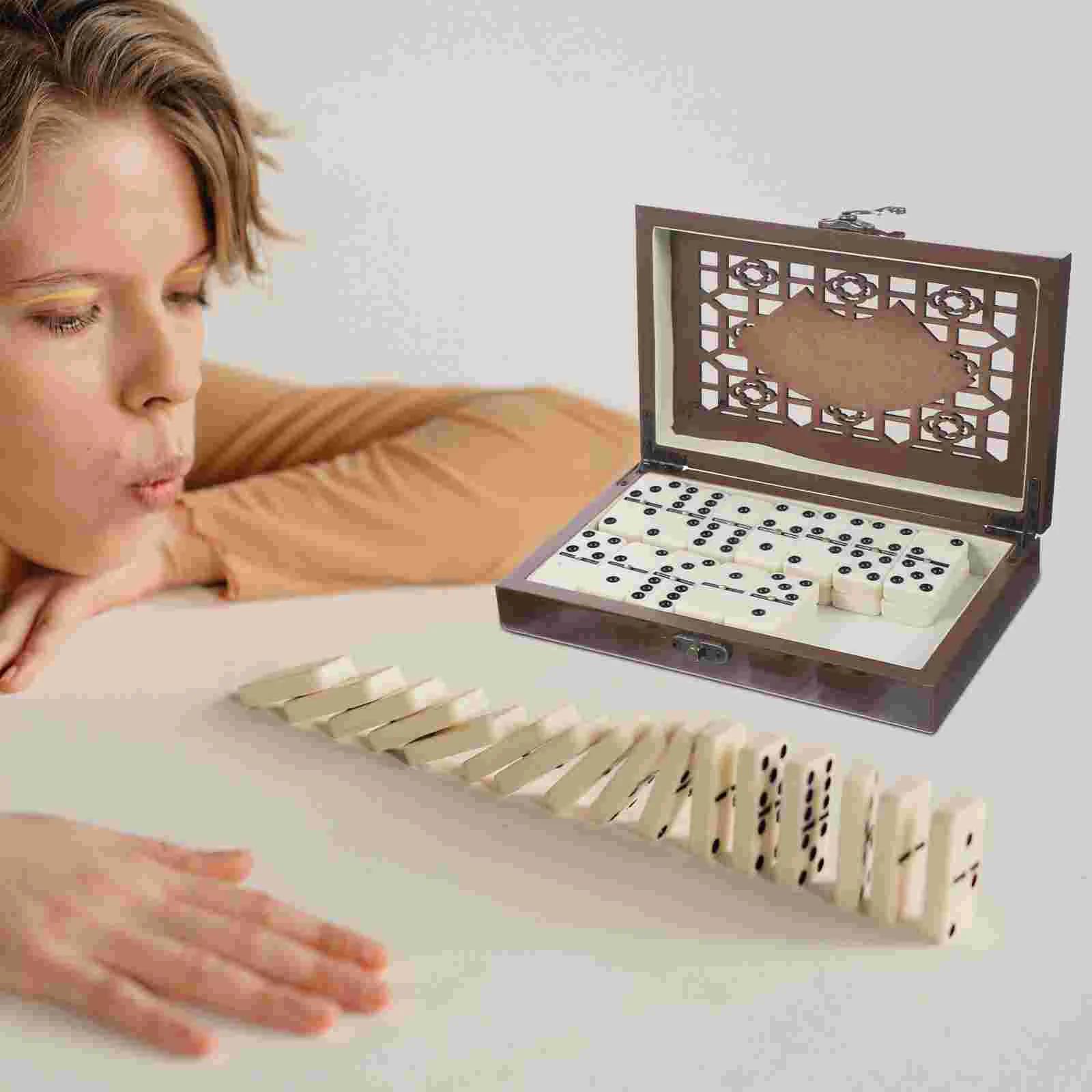 

Dominoes Case Traditional Game Toys Travel Blocks Party Favors Entertainment Recreational Kids Suit