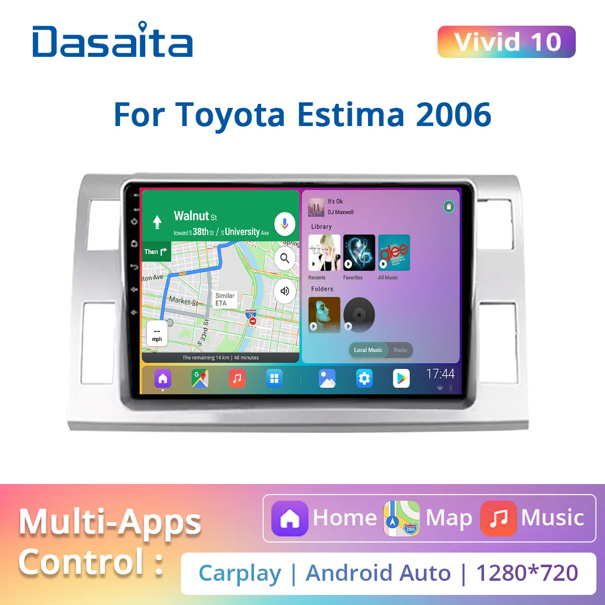 

Dasaita Vivid10 MAX10 PX6 For Toyota Estima 2006 Car Stereo Android Carplay intelligent system Navigation 1280*720 stereo 4G 64G