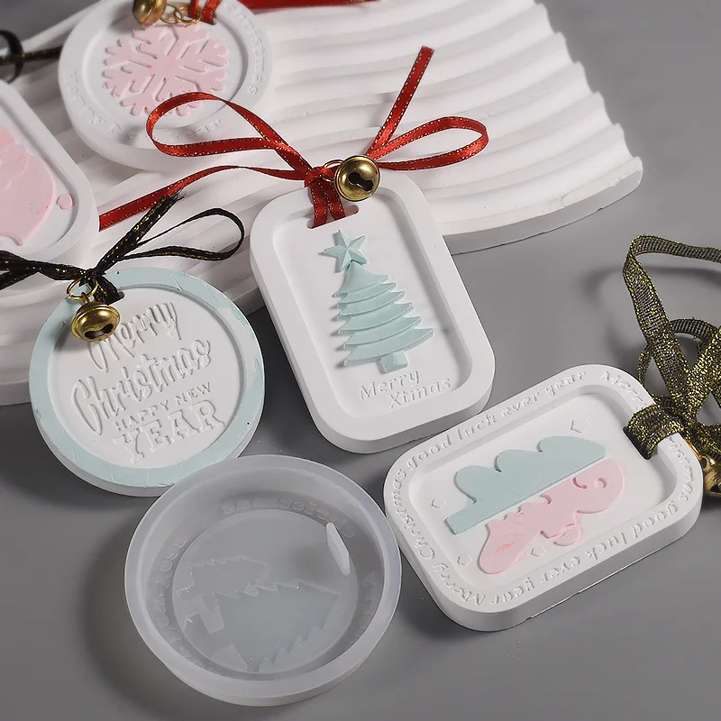 

Square Christmas Pendant Aromatherapy Hanging Pendant Epoxy Resin Silicone Mold Diy Snowflake Printing Mold Xmas Party Decoratio