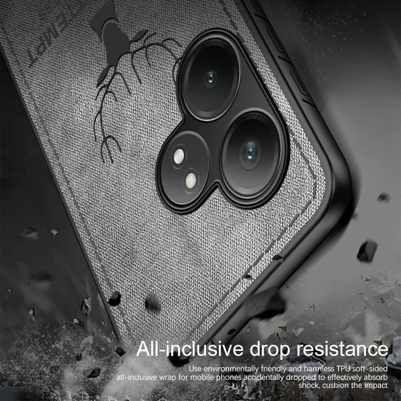 Тканевая задняя крышка с рисунком оленя для Realme GT6T GT 6 T T6 5G чехол TPU мягкий