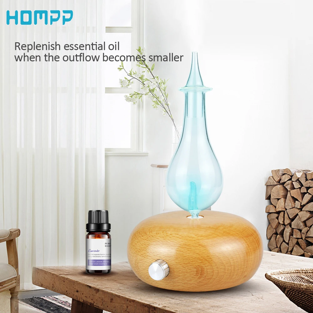 

Round Solid Wood Waterless Aromatherapy No Water Scent Machine Essential Oil Aroma Diffuser Aromatherapy Home Spa Gift Office