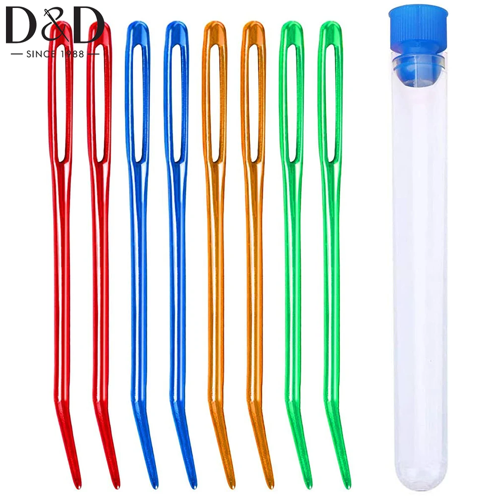 

D&D 8Pcs Aluminum Tapestry Needle Large Eyes Blunt Yarn Needles Jumbo Bent Darning Needles Weaving Needles for Knitting Crochet