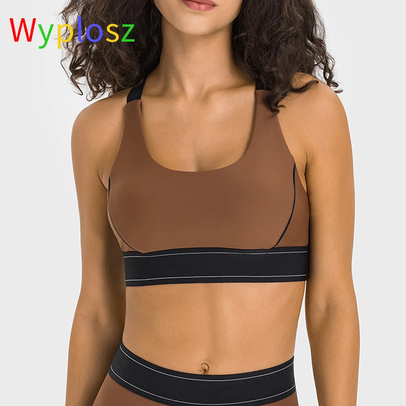 Wyplosz Sports Bras Fitness Women Push Up Training Workout Yoga Top Contrast Back Adjustable High Strength Spring Summer Running