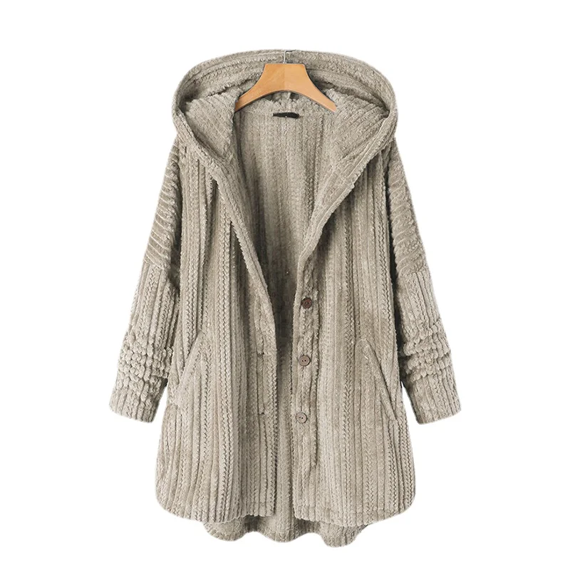 Plush Warm Winter Coat For Women Large Size 4Xl 5Xl 6Xl Hooded Single-Breasted Loose Casual Long Sleeve Cotton Jacket