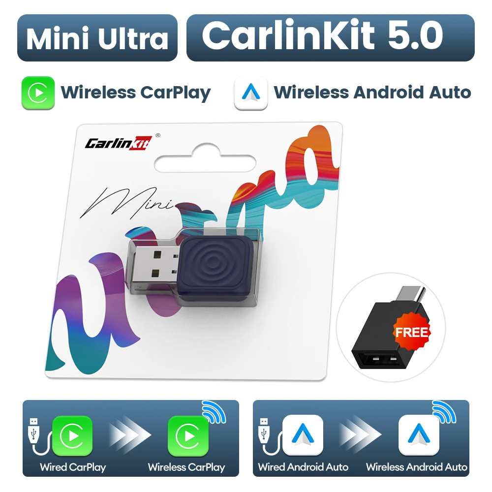 

Беспроводной Адаптер Mini 5 Pro Carlinkit 5.0 Android Auto CarPlay 2-в-1, Темно-синий
