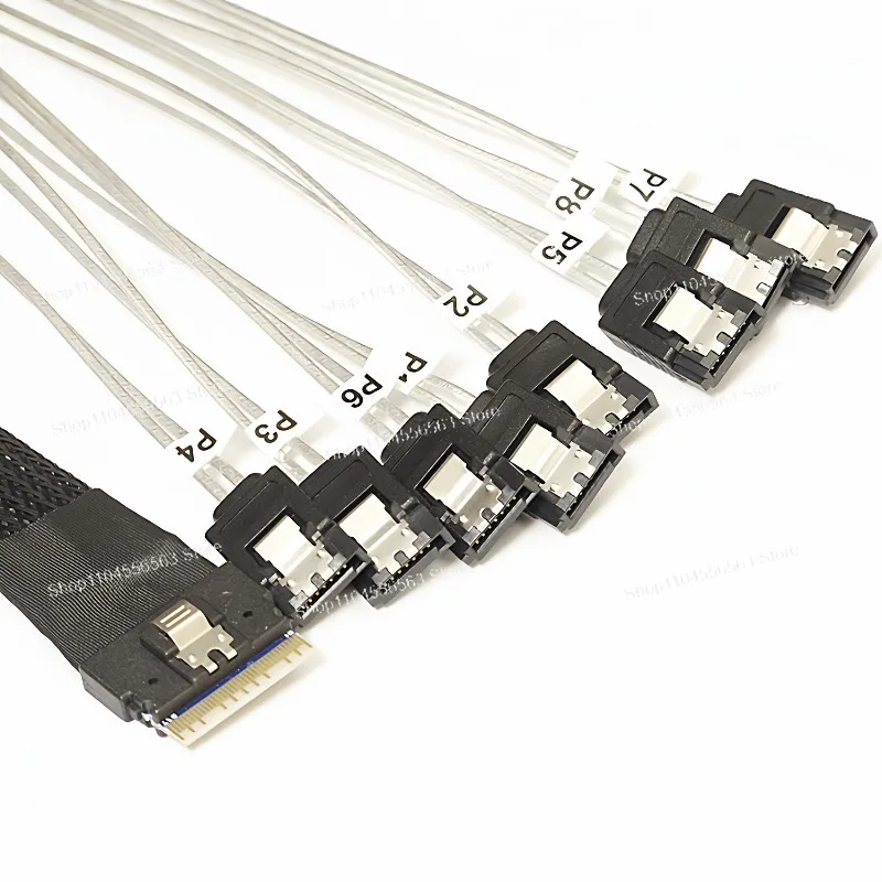 Фото Тонкий внутренний кабель Slim SAS4.0 SFF-8654 8i на 8 портов SATA3 для RAID-карты материнской платы №4