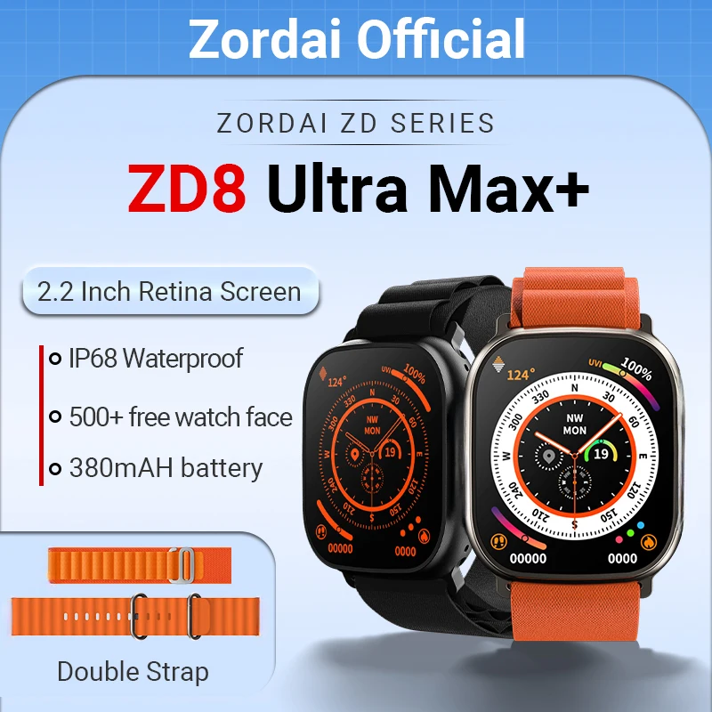 Zordai Ultra ZD8 Ultra Max Plus + Smartwatch Series 8 2.2" Screen 49mm Compass NFC Bluetooth Call Smart watch For Men And Women