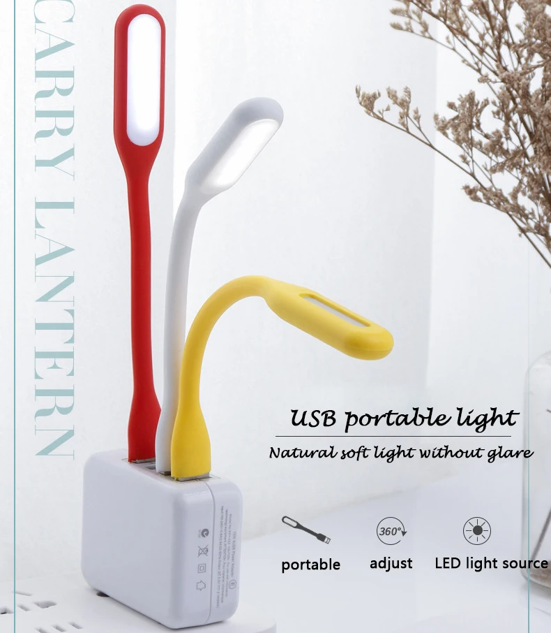 

Mini USB LED Light Portable Bend Energy Saving Book Light Power Bank Reading Plug and Play LED Night Light for Laptop
