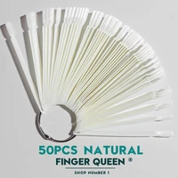 fan shaped acrylic nail tips transparent natural nail polish swatches nail art fake template diy display false showing tool