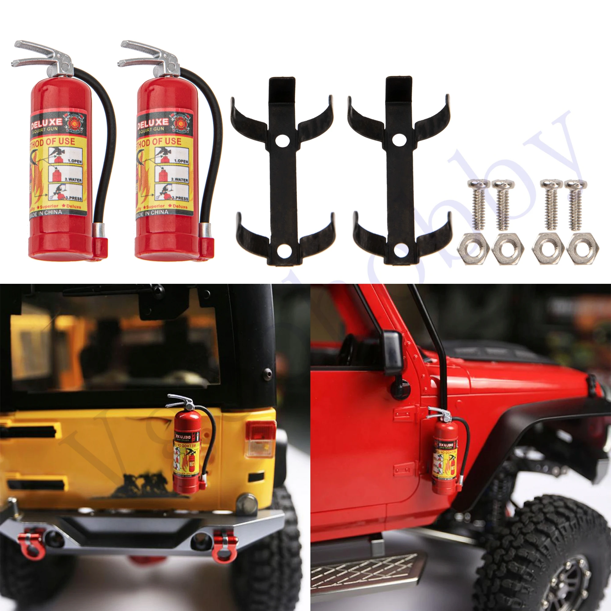 

2Pack Simulation Fire Extinguishers with Stickers Decoration Part for Traxxas TRX4 Axial SCX10 Tamiya CC01 D90 1/10 RC Crawler