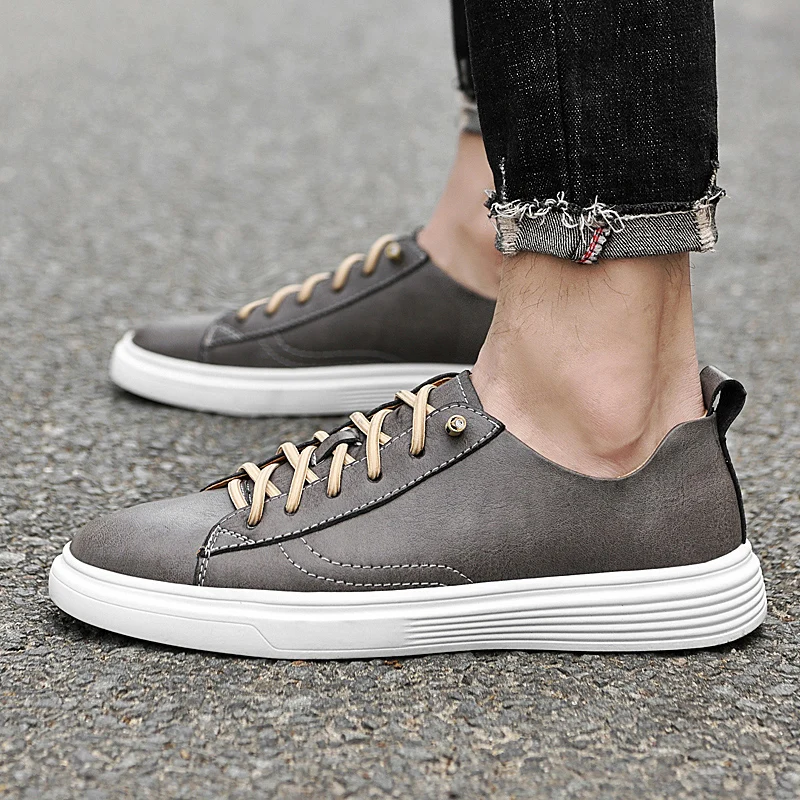2022 Men's Retro Shoes Mens Slip-on Sneakers Leather Casual Shoes Comfort  Men Tenis Masculino Shoes Vulcanized Shoes Skate Shoes | Обувь | АлиЭкспресс