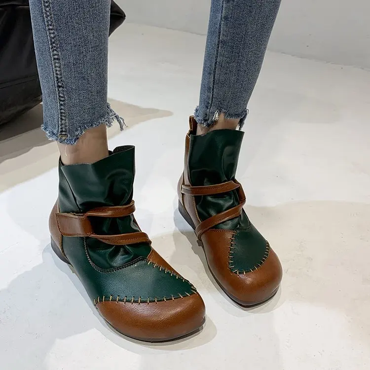

Hot Selling Boots Women's Ethnic Style Colored Low Heel Flat Bottom Soft Face Autumn and Winter Vintage Women's Boots