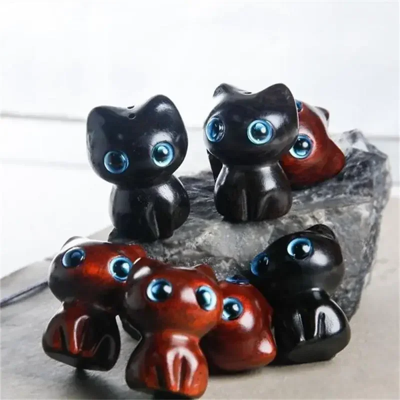 Ручные резные деревянные украшения для кошек статуи игрушки подарочные поделки