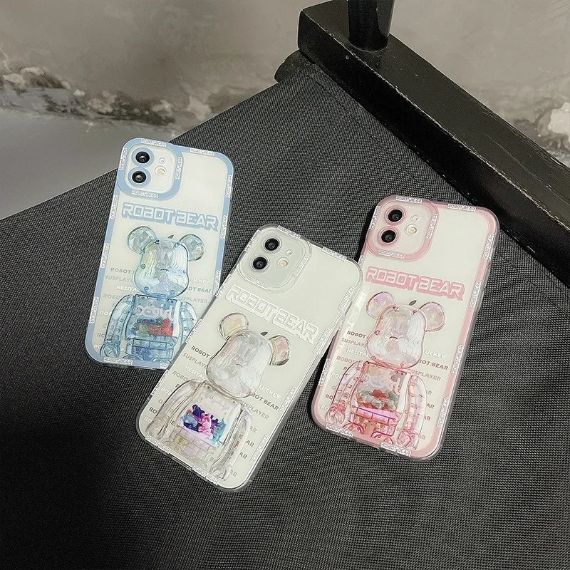 

Transparent Robot Bear Fashion Phone Case Cover for IPhone 7 8 14 Plus 11 12 13 14 Pro X XR XS Max Shockproof Case for IPhone 14