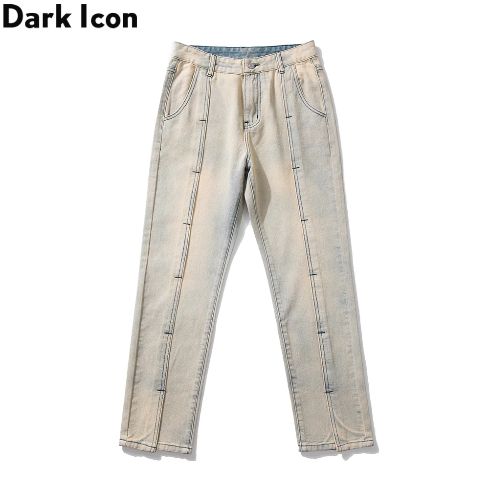 

Dark Icon Front Split Denim Pants Man High Street Men's Jeans 2 Colors