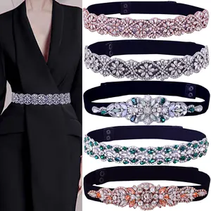 Imported TOPQUEEN Women Dresses Elastic Belt Fashion Sparkly Rhinestone Stretch Waistband Travel Party Decora