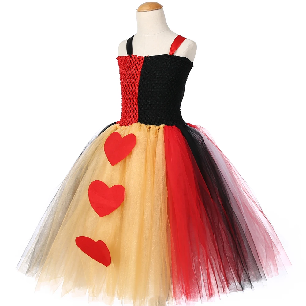 Длинные платья Red Queen of Hearts для девочек костюмы на Рождество и Хэллоуин детский