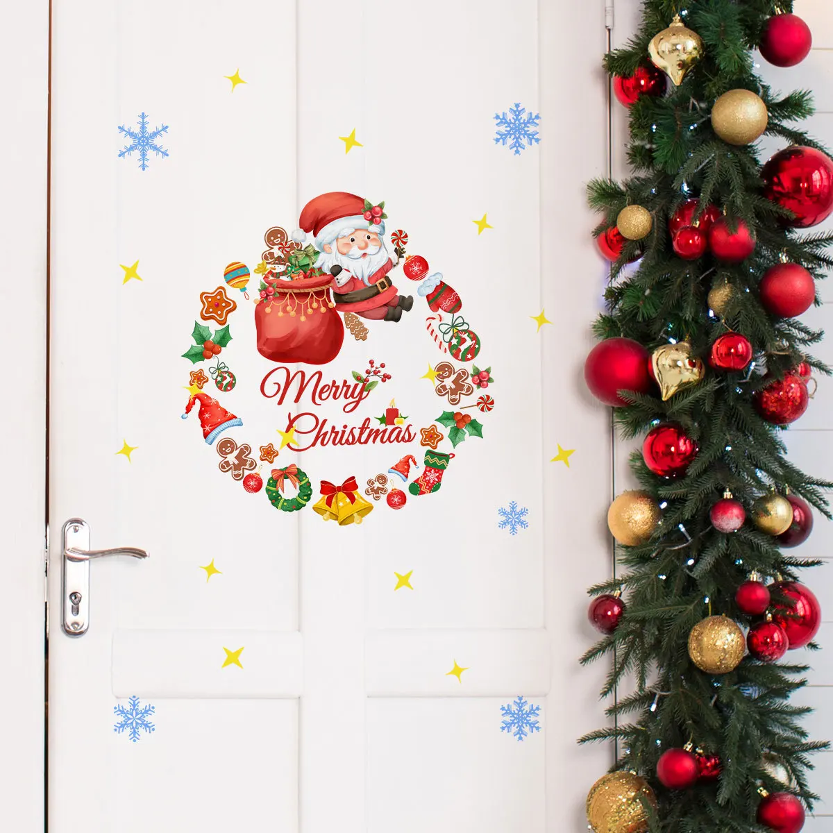 Наклейка на стену в виде Санта-Клауса