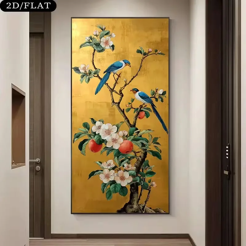 

Картина на холсте Золотые птицы и цветы