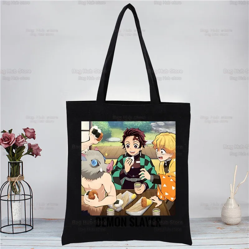 

Tanjirou Kamado Shoulder Bags,Drop Ship Anime Demon Slayer Shopping Canvas Bag Female Tote Eco Kimetsu No Yaiba Harajuku Shopper