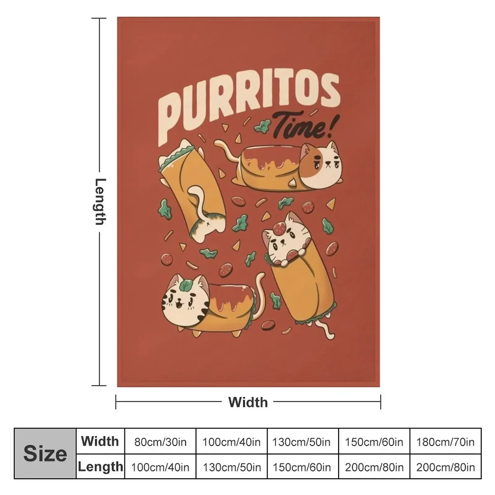 Пушистый плед Purritos Time Burrito Cat