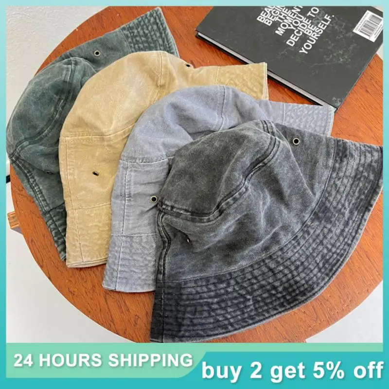 Vintage Denim Bucket Hat кепка Cotton Foldable Summer Spring Fishermans Hat Fashion Round  Uv-anti gorras de hombres