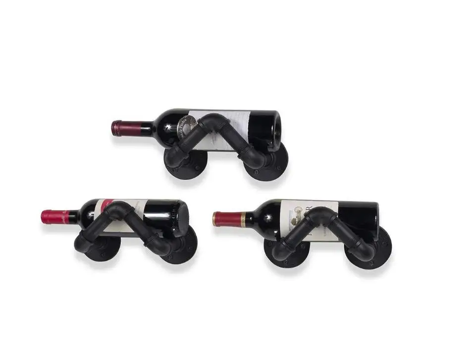 

Wrought iron wall hanging wine rack Creative single bottle wine rack Water pipe craft industrial style wine rack
