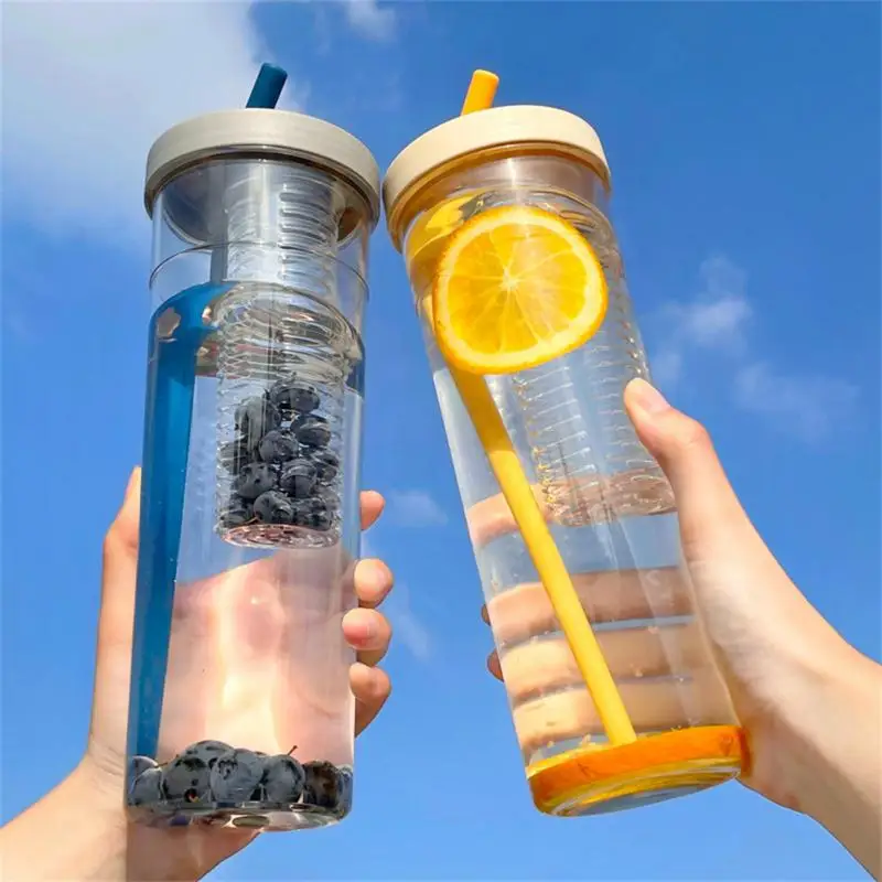 

Бутылки для воды большой емкости с разделением сухого и влажного фруктов, пластиковая бутылка для питья с фильтром лимона и соломинкой, Спо...