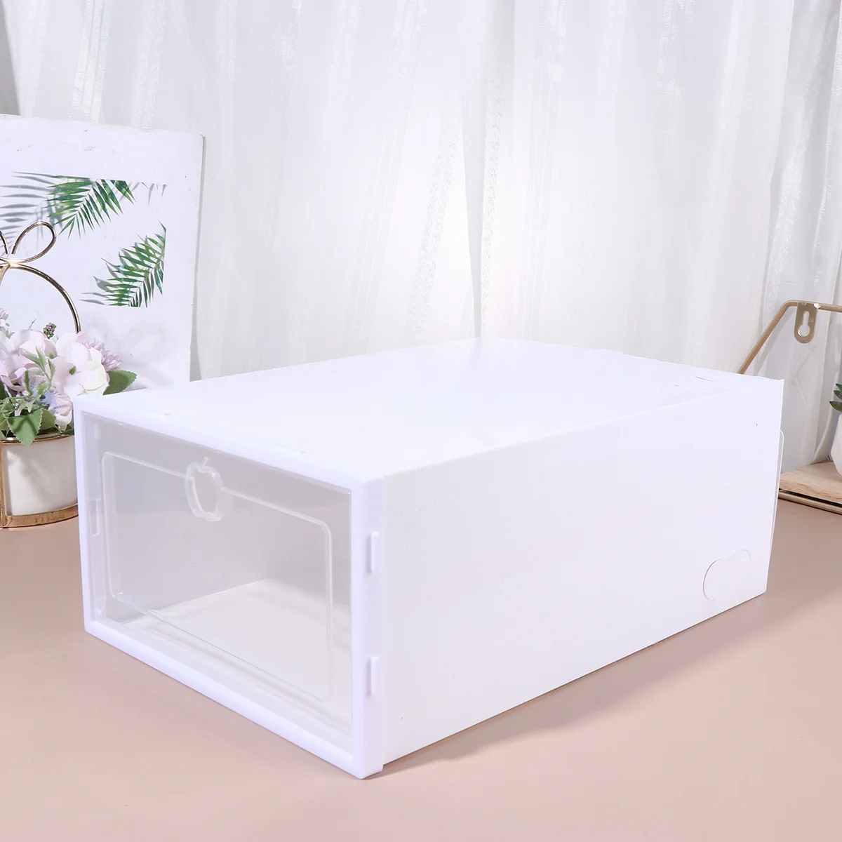 

Foldable Shoe Box Stackable Clear Shoe Storage Box Storage Bins Shoe Container Organizer Display Box 6