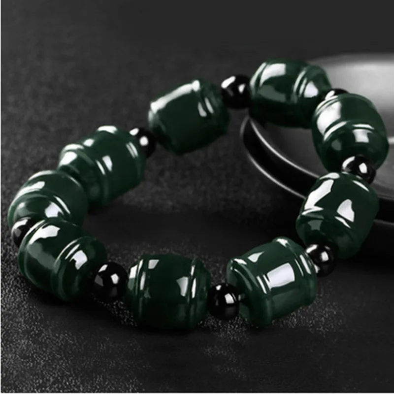 

Натуральные зеленые нефритовые бриллианты для мужчин и женщин, настоящий китайский Хэтянь Нефритовый камень, браслет из бисера, нефритовые...