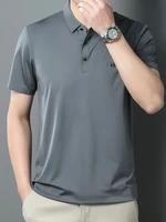 grey green black blue polo shirts men smart casual plain color tees male turn down collar short sleeve top comfort clothing 2022