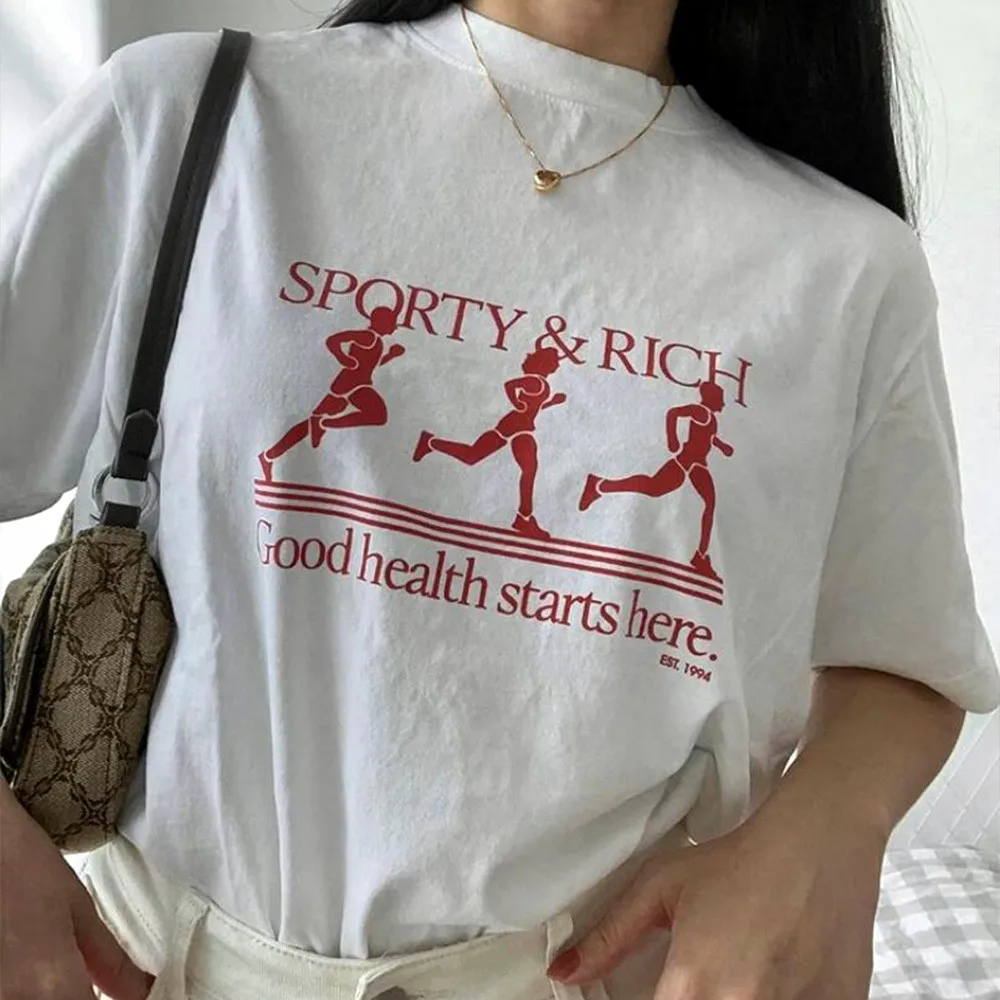 Good Health Starts Белые спортивные футболки из хлопка